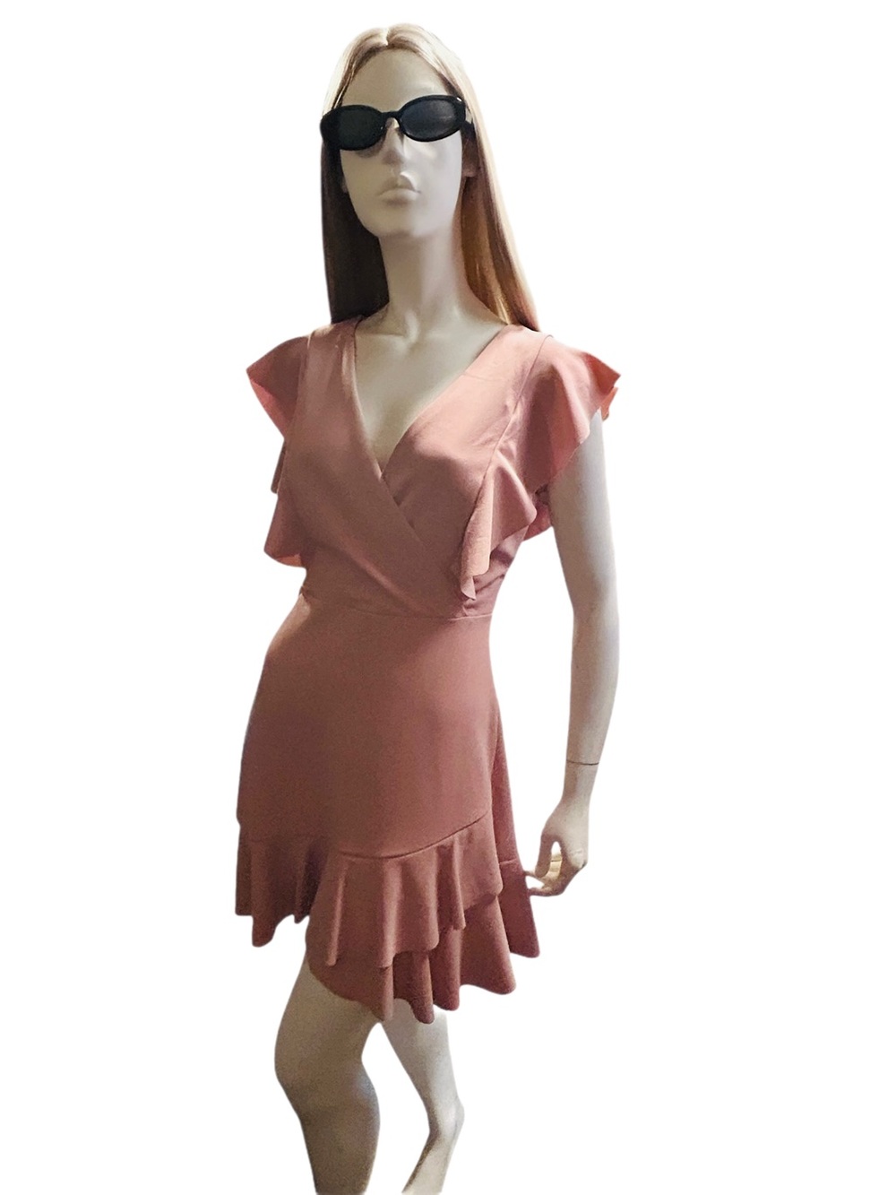 Altar'd State Sarah Mauve Flutter Sleeve Ruffle Hem Cottagecore Mini Dress SizeM